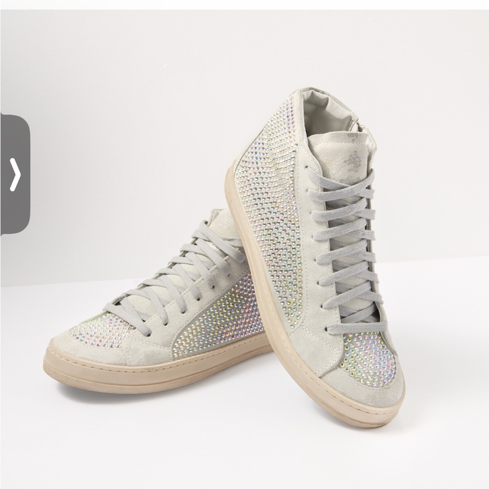 P448 Strass Italian Suede Iridescent Sparkle Hightop Sneakers Sz 38 (7.5 / 8)